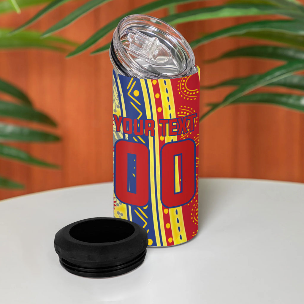 Personalized Colombia Soccer 4 in 1 Can Cooler Tumbler Floral Folk Pattern - Retro Football Player Art