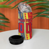 Personalized Colombia Soccer 4 in 1 Can Cooler Tumbler Floral Folk Pattern - Retro Football Player Art
