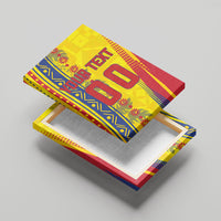 Personalized Colombia Soccer Canvas Wall Art Floral Folk Pattern - Retro Football Player Art