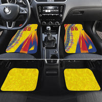 Personalized Colombia Soccer Car Mats Floral Folk Pattern - Retro Football Player Art