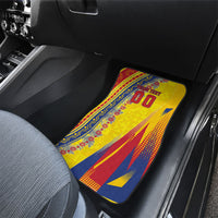 Personalized Colombia Soccer Car Mats Floral Folk Pattern - Retro Football Player Art