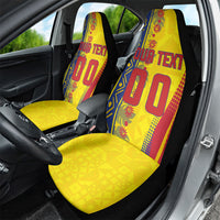 Personalized Colombia Soccer Car Seat Cover Floral Folk Pattern - Retro Football Player Art