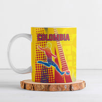 Personalized Colombia Soccer Ceramic Mug Floral Folk Pattern - Retro Football Player Art
