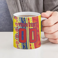 Personalized Colombia Soccer Ceramic Mug Floral Folk Pattern - Retro Football Player Art