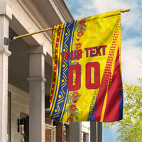 Personalized Colombia Soccer Garden Flag Floral Folk Pattern - Retro Football Player Art