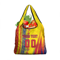 Personalized Colombia Soccer Grocery Bag Floral Folk Pattern - Retro Football Player Art