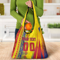 Personalized Colombia Soccer Grocery Bag Floral Folk Pattern - Retro Football Player Art
