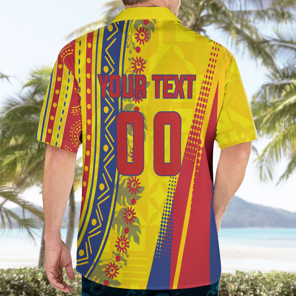 Personalized Colombia Soccer Hawaiian Shirt Floral Folk Pattern - Retro Football Player Art