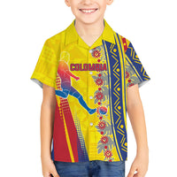 Personalized Colombia Soccer Hawaiian Shirt Floral Folk Pattern - Retro Football Player Art
