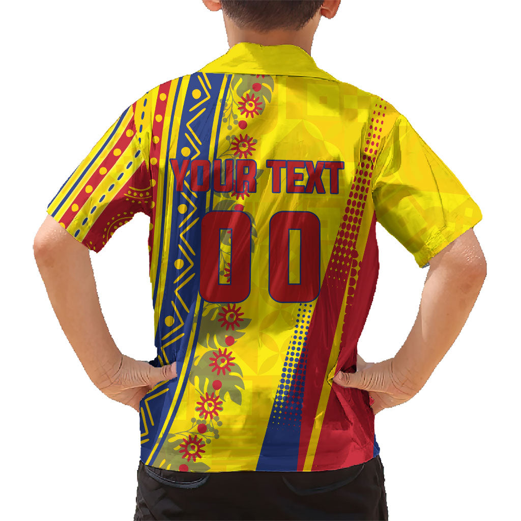 Personalized Colombia Soccer Hawaiian Shirt Floral Folk Pattern - Retro Football Player Art