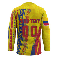Personalized Colombia Soccer Hockey Jersey Floral Folk Pattern - Retro Football Player Art