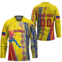 Personalized Colombia Soccer Hockey Jersey Floral Folk Pattern - Retro Football Player Art