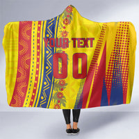 Personalized Colombia Soccer Hooded Blanket Floral Folk Pattern - Retro Football Player Art