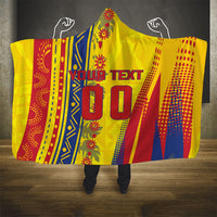Personalized Colombia Soccer Hooded Blanket Floral Folk Pattern - Retro Football Player Art
