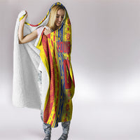 Personalized Colombia Soccer Hooded Blanket Floral Folk Pattern - Retro Football Player Art
