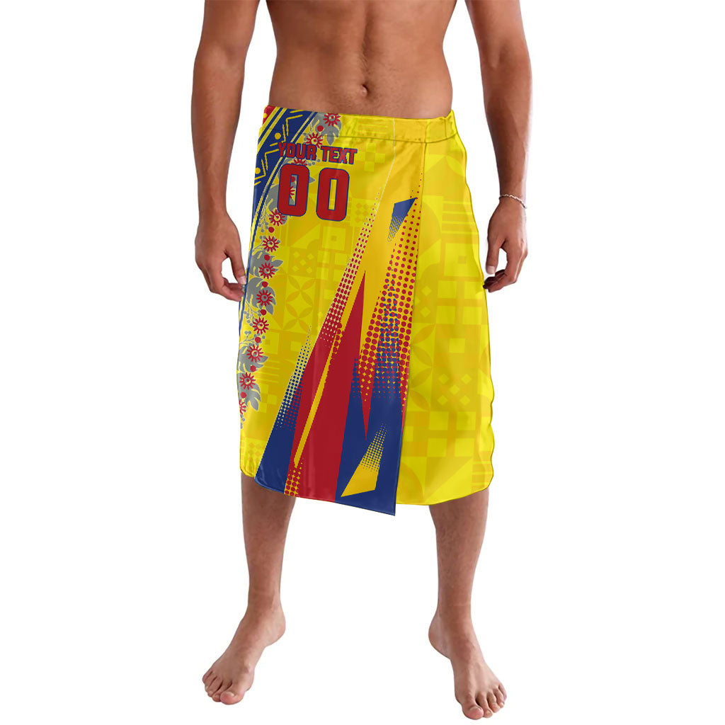 Personalized Colombia Soccer Lavalava Floral Folk Pattern - Retro Football Player Art