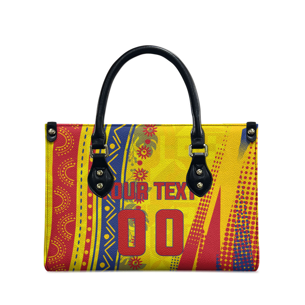 Personalized Colombia Soccer Leather Bag Floral Folk Pattern - Retro Football Player Art