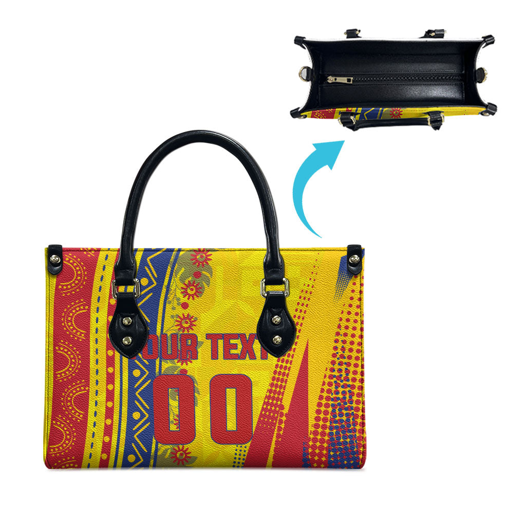 Personalized Colombia Soccer Leather Bag Floral Folk Pattern - Retro Football Player Art