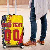Personalized Colombia Soccer Luggage Cover Floral Folk Pattern - Retro Football Player Art