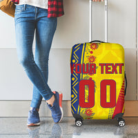 Personalized Colombia Soccer Luggage Cover Floral Folk Pattern - Retro Football Player Art