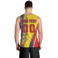 Personalized Colombia Soccer Men Tank Top Floral Folk Pattern - Retro Football Player Art