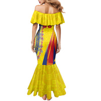 Personalized Colombia Soccer Mermaid Dress Floral Folk Pattern - Retro Football Player Art