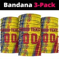 Personalized Colombia Soccer Neck Gaiter Floral Folk Pattern - Retro Football Player Art