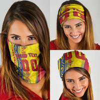 Personalized Colombia Soccer Neck Gaiter Floral Folk Pattern - Retro Football Player Art
