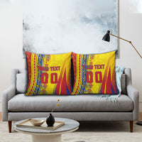 Personalized Colombia Soccer Pillow Cover Floral Folk Pattern - Retro Football Player Art