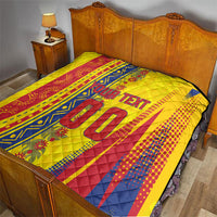 Personalized Colombia Soccer Quilt Floral Folk Pattern - Retro Football Player Art