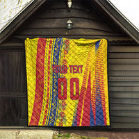 Personalized Colombia Soccer Quilt Floral Folk Pattern - Retro Football Player Art