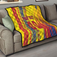 Personalized Colombia Soccer Quilt Floral Folk Pattern - Retro Football Player Art