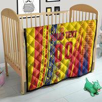 Personalized Colombia Soccer Quilt Floral Folk Pattern - Retro Football Player Art