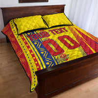 Personalized Colombia Soccer Quilt Bed Set Floral Folk Pattern - Retro Football Player Art