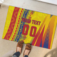 Personalized Colombia Soccer Rubber Doormat Floral Folk Pattern - Retro Football Player Art