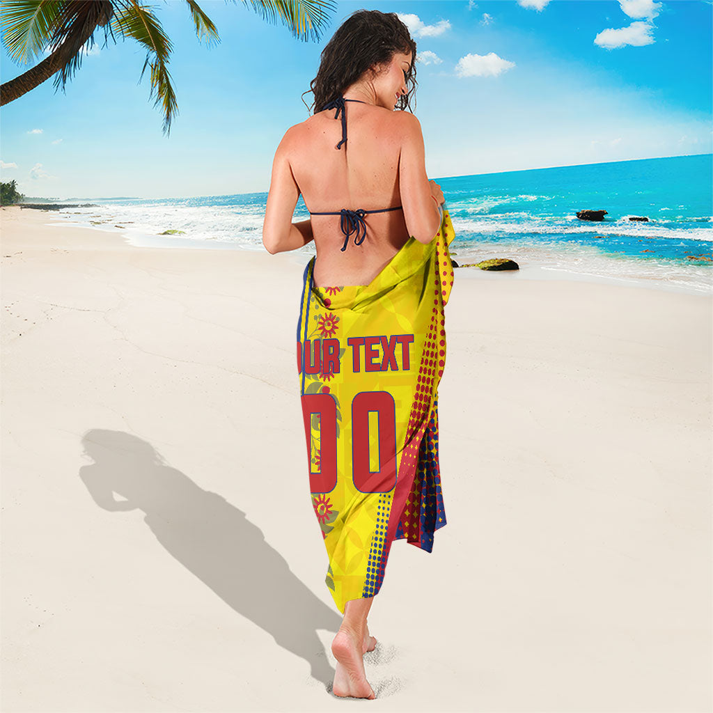 Personalized Colombia Soccer Sarong Floral Folk Pattern - Retro Football Player Art