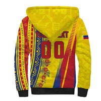 Personalized Colombia Soccer Sherpa Hoodie Floral Folk Pattern - Retro Football Player Art