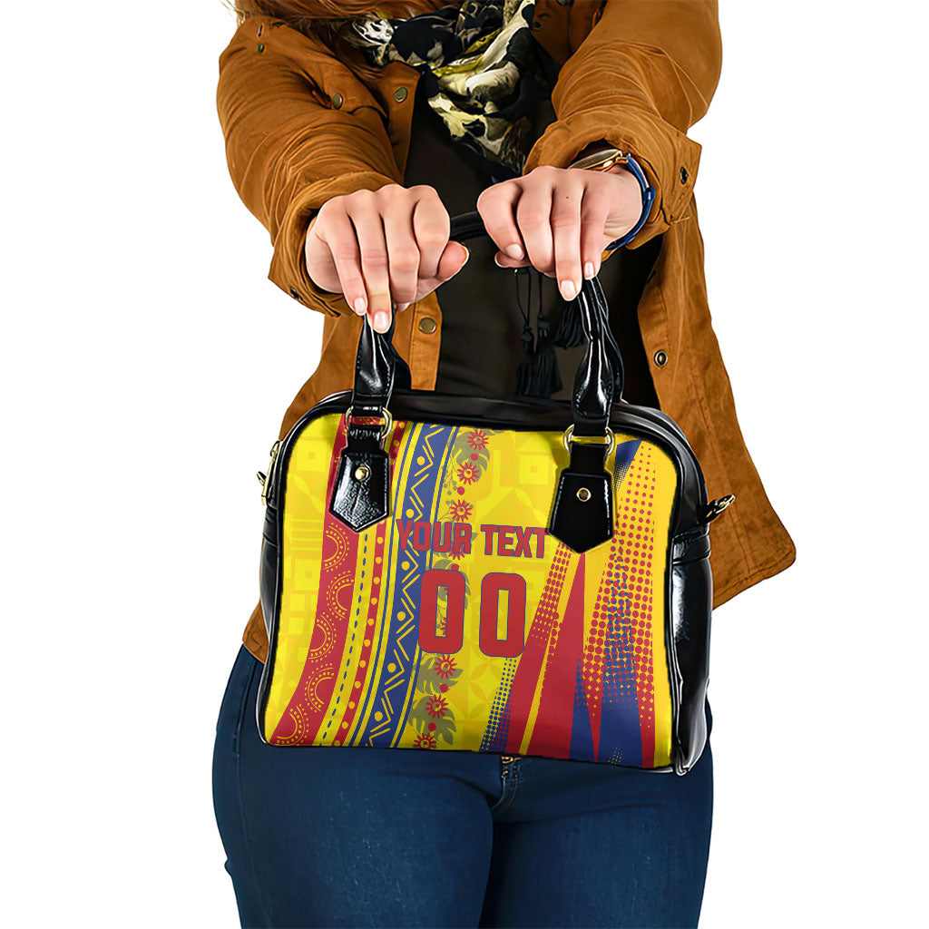 Personalized Colombia Soccer Shoulder Handbag Floral Folk Pattern - Retro Football Player Art