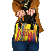 Personalized Colombia Soccer Shoulder Handbag Floral Folk Pattern - Retro Football Player Art