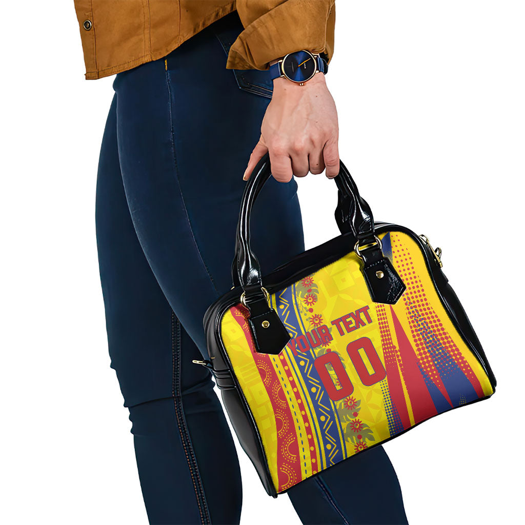 Personalized Colombia Soccer Shoulder Handbag Floral Folk Pattern - Retro Football Player Art