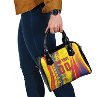 Personalized Colombia Soccer Shoulder Handbag Floral Folk Pattern - Retro Football Player Art