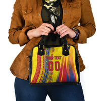 Personalized Colombia Soccer Shoulder Handbag Floral Folk Pattern - Retro Football Player Art