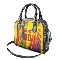 Personalized Colombia Soccer Shoulder Handbag Floral Folk Pattern - Retro Football Player Art