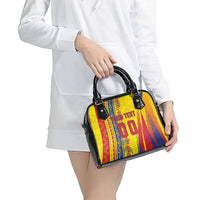 Personalized Colombia Soccer Shoulder Handbag Floral Folk Pattern - Retro Football Player Art