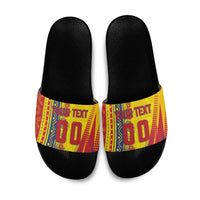 Personalized Colombia Soccer Slide Sandals Floral Folk Pattern - Retro Football Player Art