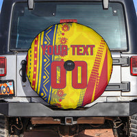 Personalized Colombia Soccer Spare Tire Cover Floral Folk Pattern - Retro Football Player Art