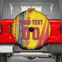 Personalized Colombia Soccer Spare Tire Cover Floral Folk Pattern - Retro Football Player Art