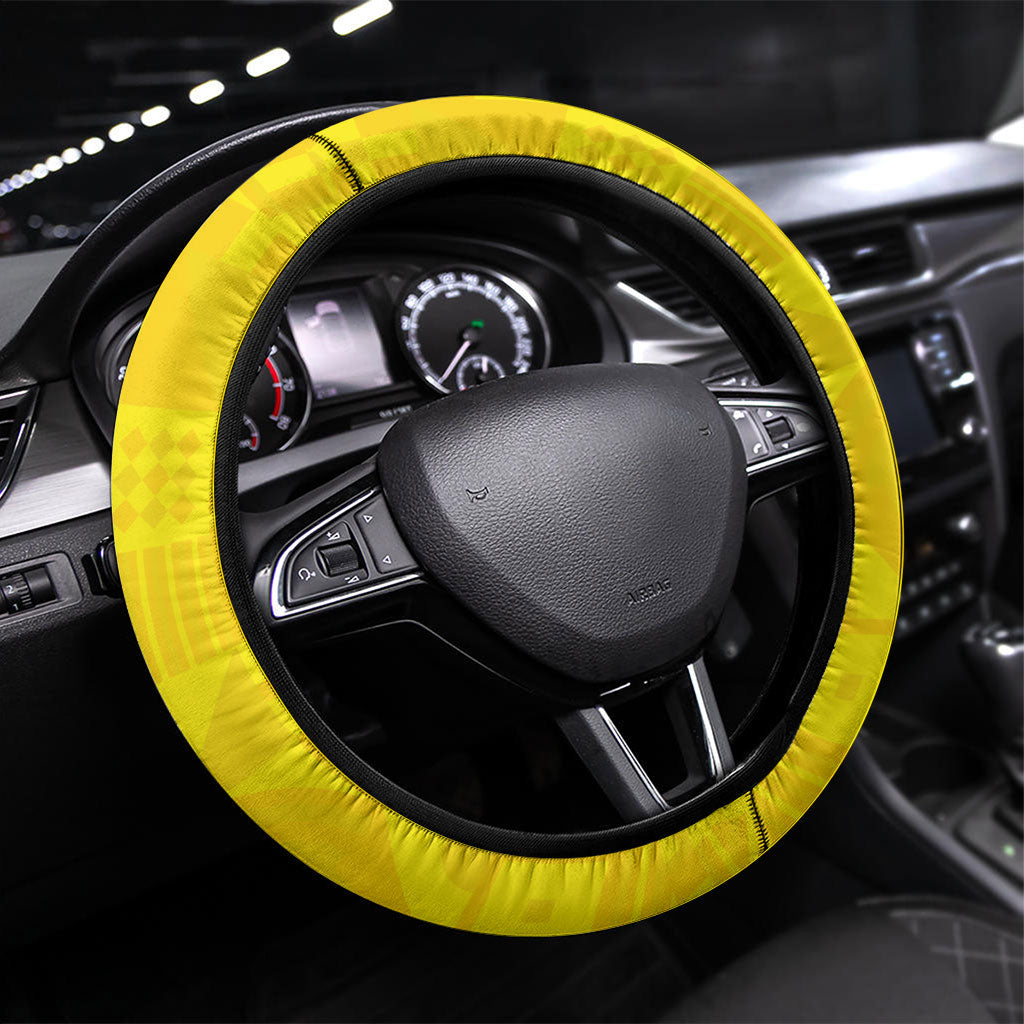 Colombia Soccer Steering Wheel Cover Floral Folk Pattern - Retro Football Player Art