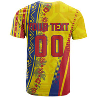 Personalized Colombia Soccer T Shirt Floral Folk Pattern - Retro Football Player Art