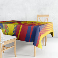 Personalized Colombia Soccer Tablecloth Floral Folk Pattern - Retro Football Player Art